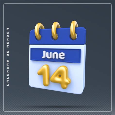 Juni Kalendersymbol D Rendering Premium Psd Datei