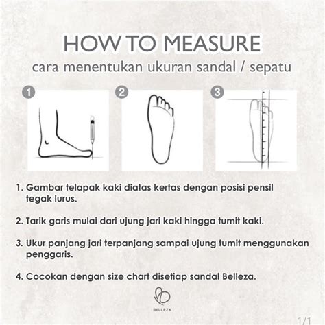 Jual Cara Ukur Size Menentukan Ukuran Sandal Sepatu Belleza