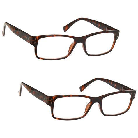 2 Packs Mens Large Designer Style Reading Glasses Spring Hinges Uv