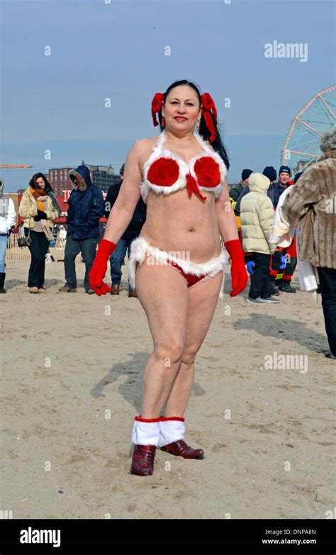 A Participant In A Bikini At The Annual Polar Bear Club S New Year S