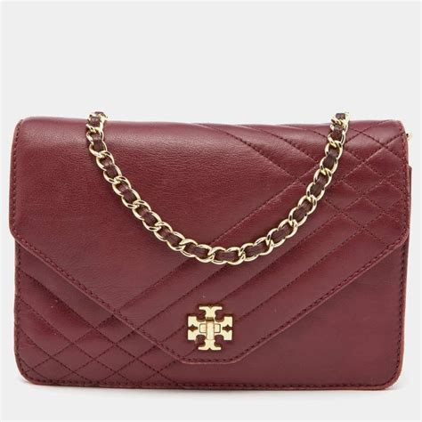 Tory Burch Burgundy Leather Kira Envelope Flap Shoulder Bag Tory Burch