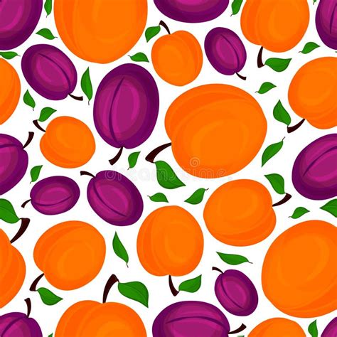 Seamless Pattern Of Apricots Vector Illustration Stock Vector