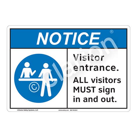 Notice Visitor Entrance F1121 Sign