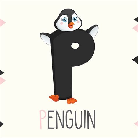 Lettre De Lalphabet Illustré P Et Pingouin Vecteur Premium