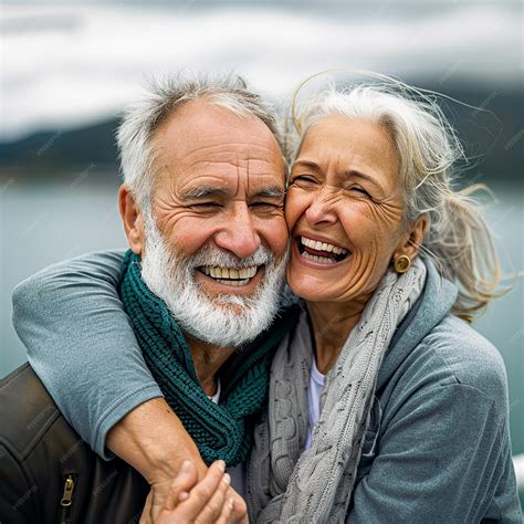 Premium Photo Photo Portrait Of An Older Elderly Couple Hugging And