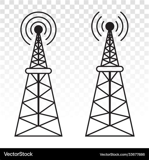 Radio Waves Tower Mast For Broadcast Royalty Free Vector