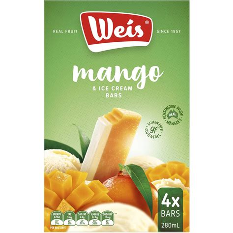 Weis Ice Cream And Fruit Bar Mango And Cream 70ml X 4 Pack Woolworths