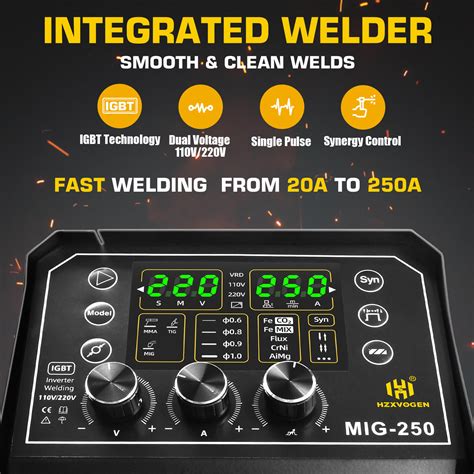 HZXVOGEN 250A Aluminum MIG Welder 5 in 1 LED Display Multi-process Wel