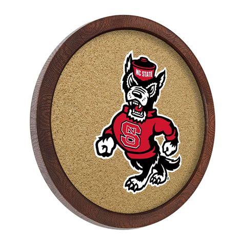 NC State Wolfpack: Mascot - Faux Barrel Framed Cork Board - Color Logo