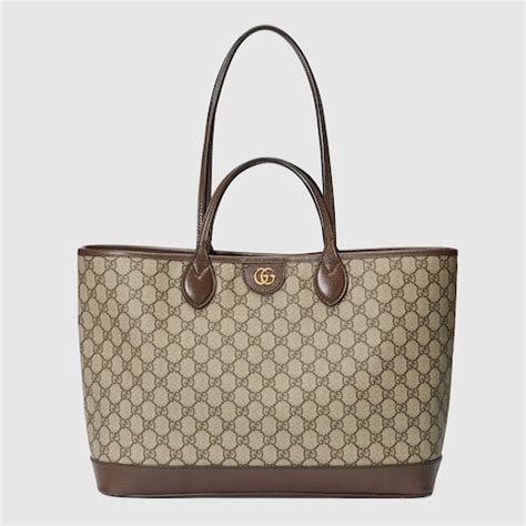 Ophidia Medium Tote Bag In Beige And Ebony Supreme Gucci Se