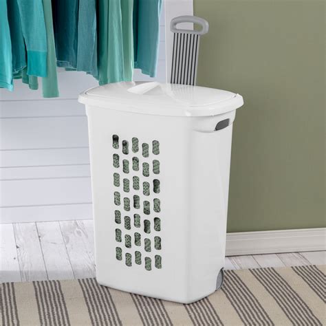 Sterilite Ultra Wheeled Laundry Hamper Plastic White Set Of