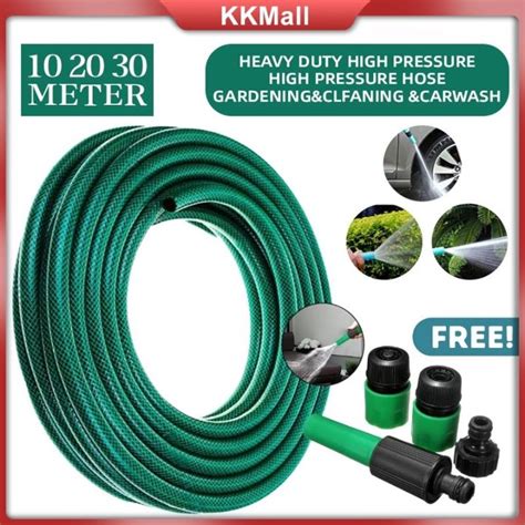 Garden Hose 10 20 30 Meter Cleaning Heavy Duty PVC With Free Water Hose