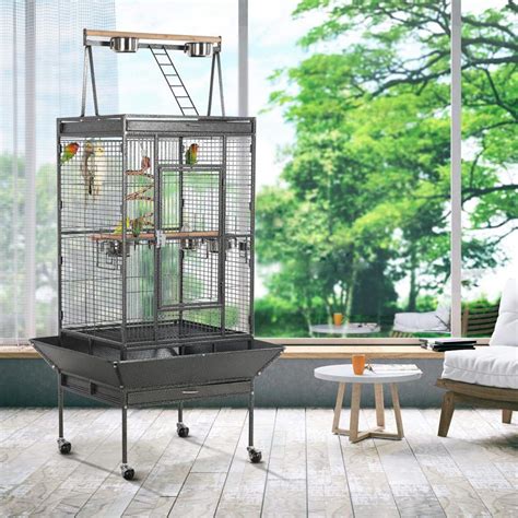 Yaheetech 69 Inch Wrought Iron Rolling Large Parrot Bird Cage For