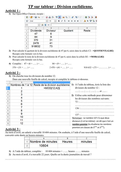 Ntroduire 119 Imagen Formule Tableur Division Fr Thptnganamst Edu Vn