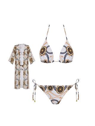 Sailor Moda Beyaz Pareolu Brezilyan Üçgen Bikini Takım S000155342 20063 LCW