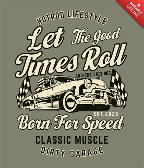 Modelo autêntico de design de camiseta hot rod Modelo de design gratuito