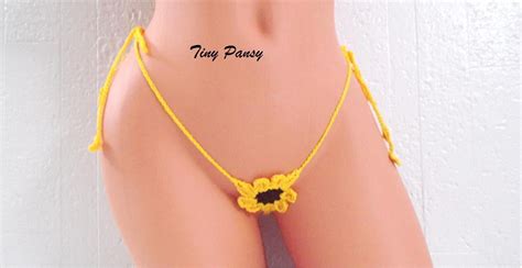 Sun Flower Micro Thong Crochet G String Bikini Set By Tiny Etsy