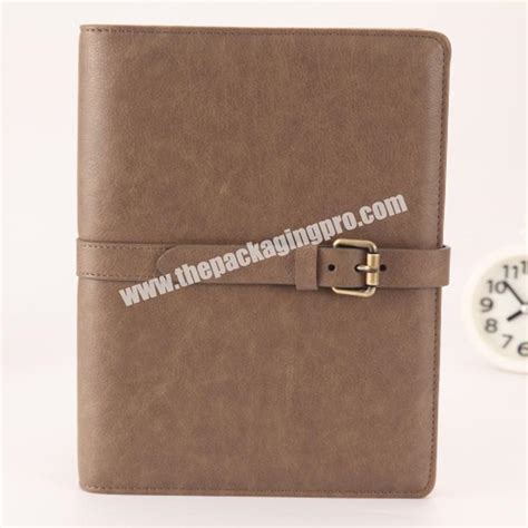 Custom Embossed A4 A5 B5 Pu Leather Lined Notebook Diary With Ring