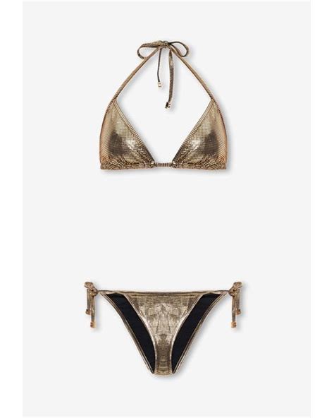 Balmain Metallic Halterneck Bikini Set In White Lyst