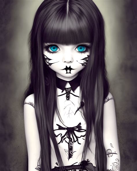 Cute Gothic Emo Girl Hyper Realistic Intricate Detail Photograph Kawaii