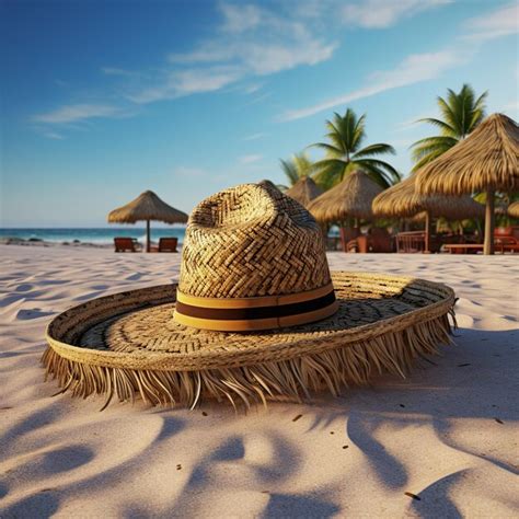 Premium AI Image | illustration of mexico sombrero on the beach sandyrealistic impressi