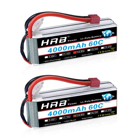 2PCS Hrb 4S Lipo Batterie 14 8V 4000mah 60C T Doyens Prise XT60