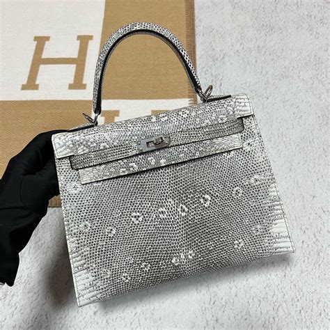 Hermes Kelly 25 蜥蜴皮1B Ombre LEZARD NATURA LISSE原色自然色銀扣 Qatar Kuwait