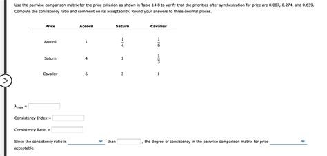 Solved Use The Pairwise Comparison Matrix For The Criterion Chegg