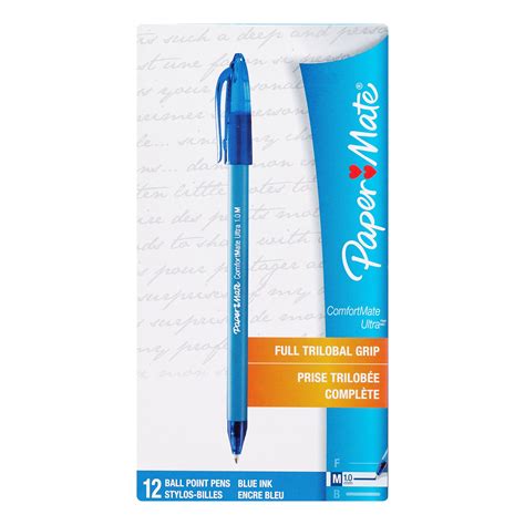 Paper Mate Comfortmate Ballpoint Stick Pens Medium Point Blue