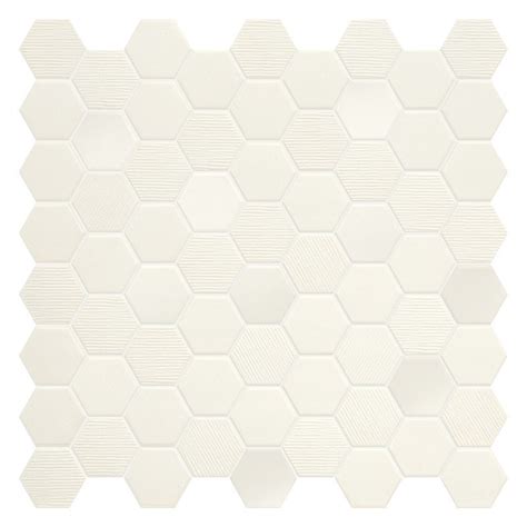 Mini Tomette Mosaique Hexagone Blanc Mat Effet Tissu Salle De Bain