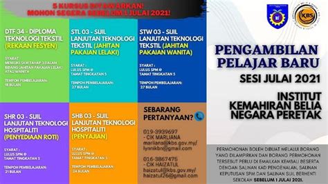 Lepasan SPM Jom Sambung Belajar Di Institut Kemahiran Belia Negara ...