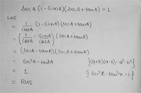 Prove That Sec A Sina Seca Tana Pls Fast Maths Introduction