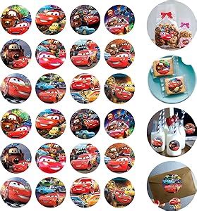 Amazon.com: 120pcs Lightning McQueen Stickers for Kids, Cars Themed Round Water Bottles Stickers ...