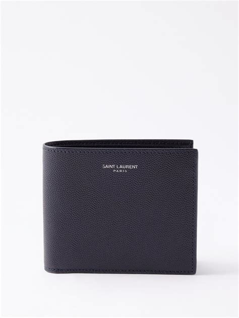 Saint Laurent Grained Leather Bi Fold Wallet Black Editorialist