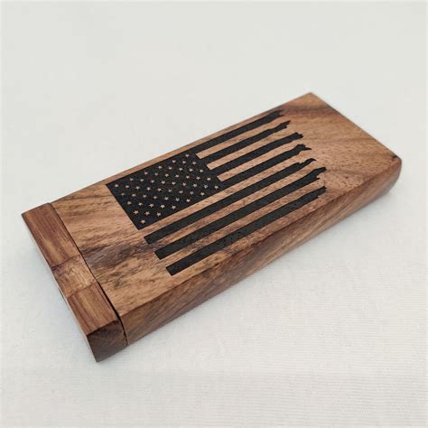 Usa Flag Cannonball Wood One Hitter Dugout Stash Box Brass Etsy