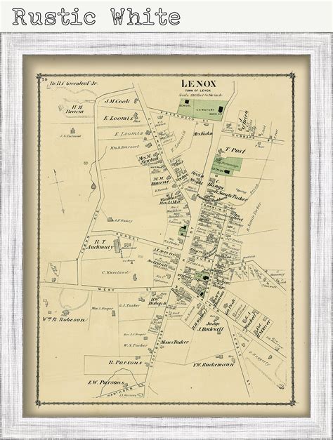 Village Of Lenox Massachusetts 1876 Map Colored Reproduction