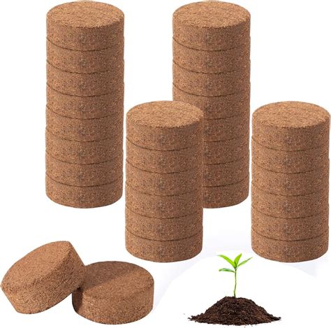 Bexikou 50 Pcs 30mm Compressed Coco Coir Pellets Organic Coco Coir