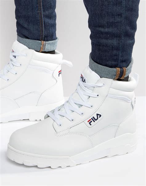 Lyst Fila Grunge Mid Laceup Boots In White For Men