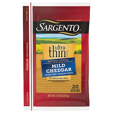 Sargento Cheese Slices, Natural, Mild Cheddar 20 ea | Cheese | Superlo Foods