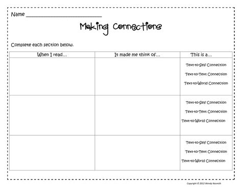 Text Connections Worksheet My Text Connections Worksheet