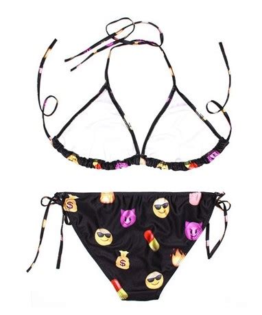 Black Emoji Cartoon Two Piece Sexy Bikini Swimwear