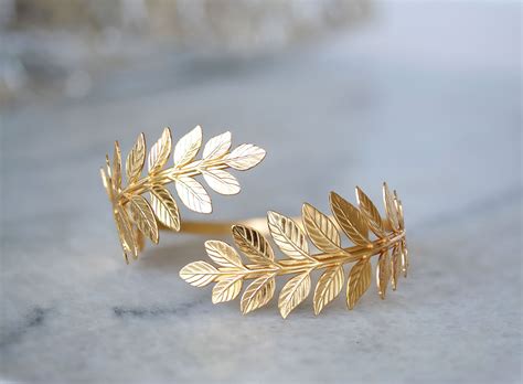 Upper Arm Cuff Bracelet Gold Arm Band Gold Leaf Bracelet Etsy