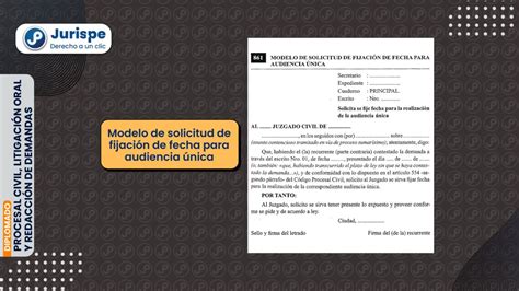 Modelo de solicitud de fijación de fecha para audiencia única Juris pe