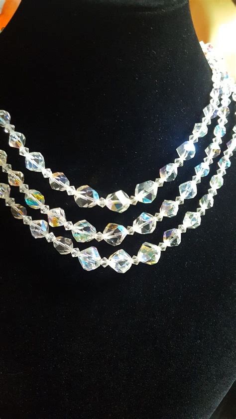 Multi Strand Graduated Crystal A B Beaded Collar Vin Gem