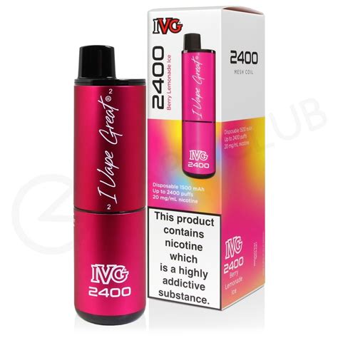 Berry Lemonade Ice Ivg 2400 Disposable Vape 2 For £25