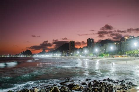 Premium Photo Sunset At Leme Beach In Copacabana In Rio De Janeiro