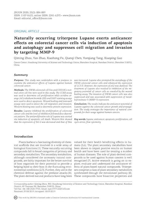 PDF Naturally Occurring Triterpene Lupane Exerts Anticancer