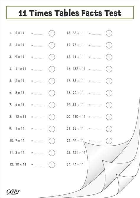 11 Times Tables Facts Test Year 4 Cgp Plus