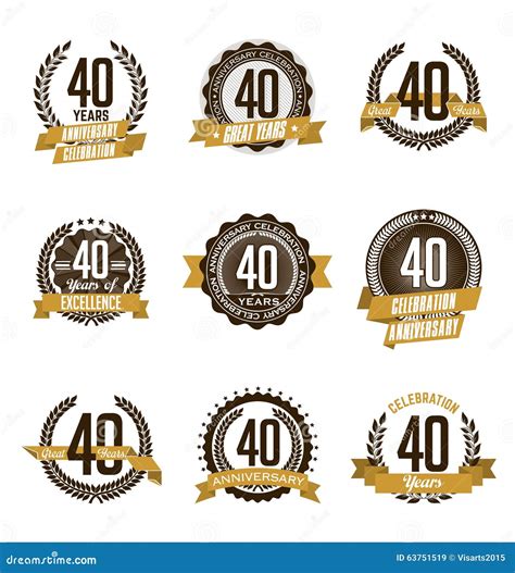 L'oro Di Anniversario Badges I Quarantesimi Anni Che Celebrano