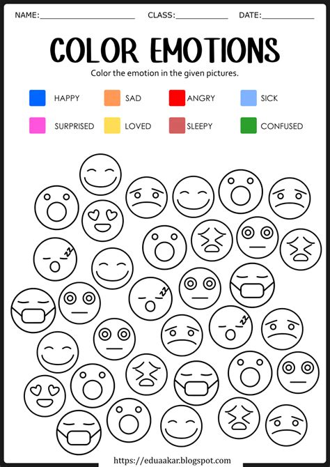 emotions coloring sheets identify emotions worksheet learning